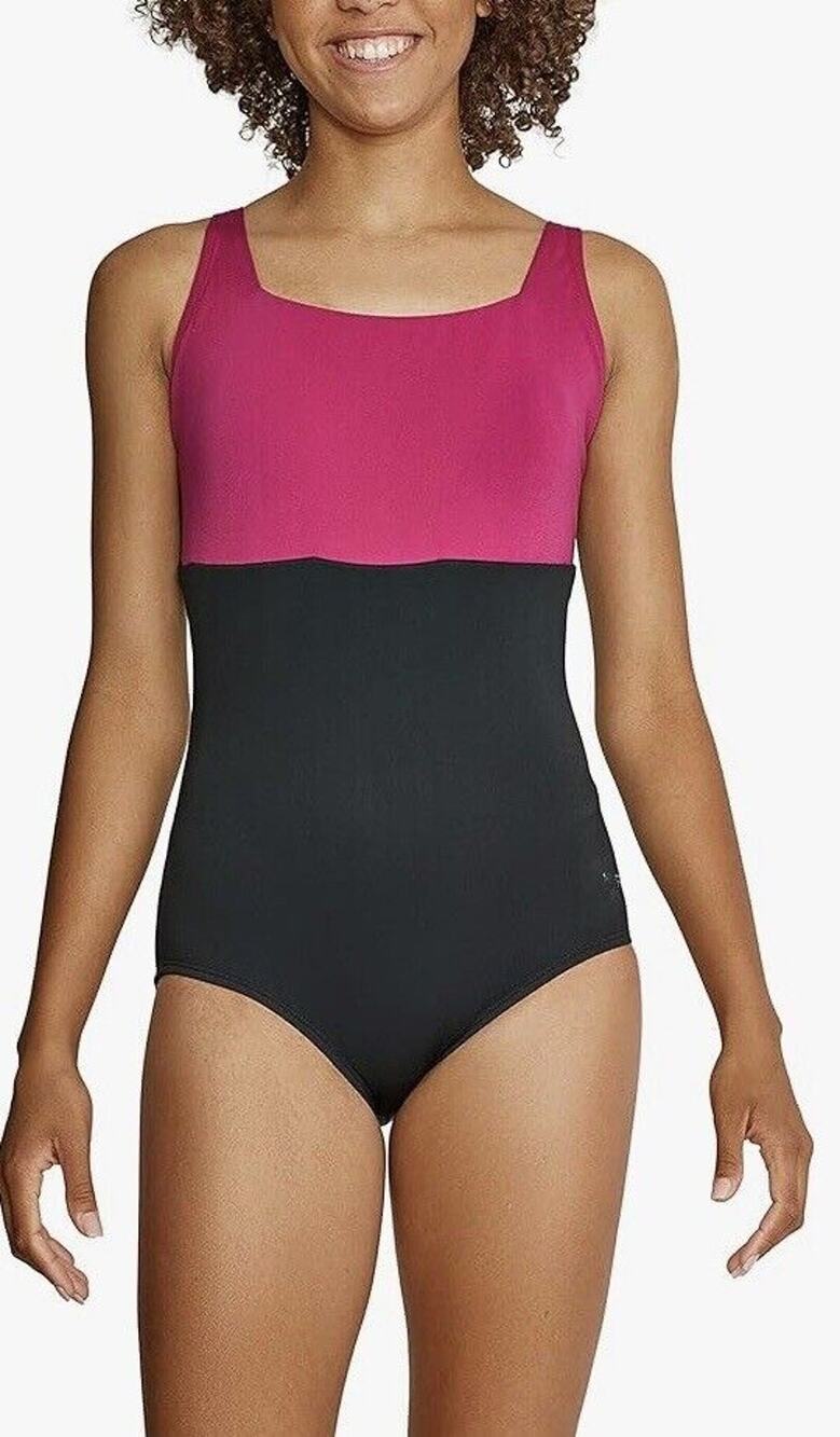 Speedo Women's Swimsuit One Piece Adjustable Square Neck Moderate Cut 6 NWT